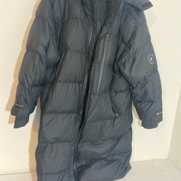 Adidas by Stella Mccartney Black Long Puffer Coat Sz - Lg - Picture 11 of 12